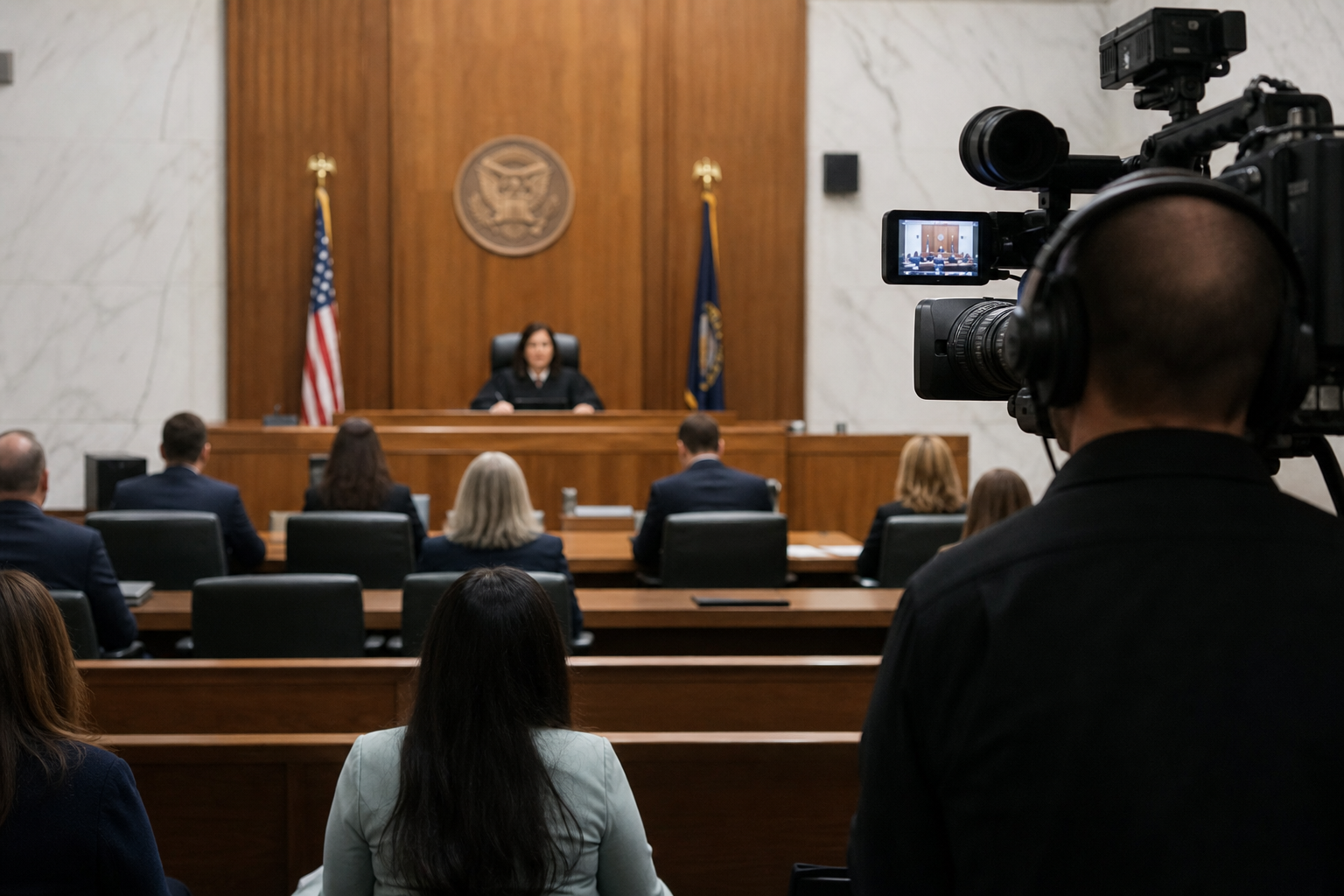 Editorial illustration for "Cameras in Courtrooms Should Be Allowed Under Uniform Rules"