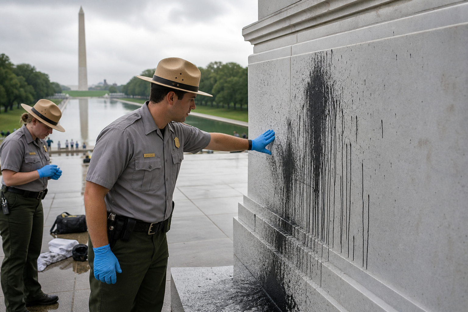 Editorial illustration for "Federal Prosecution for National Mall Damage Is Justified"
