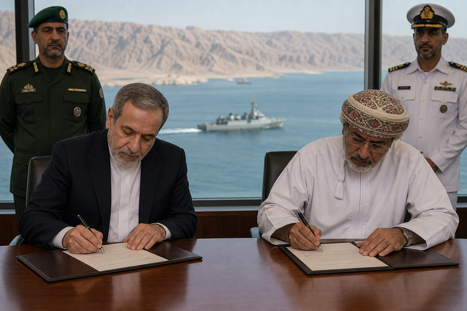 Editorial illustration for "Iran and Oman Should Finalize the Strait of Hormuz Agreement"