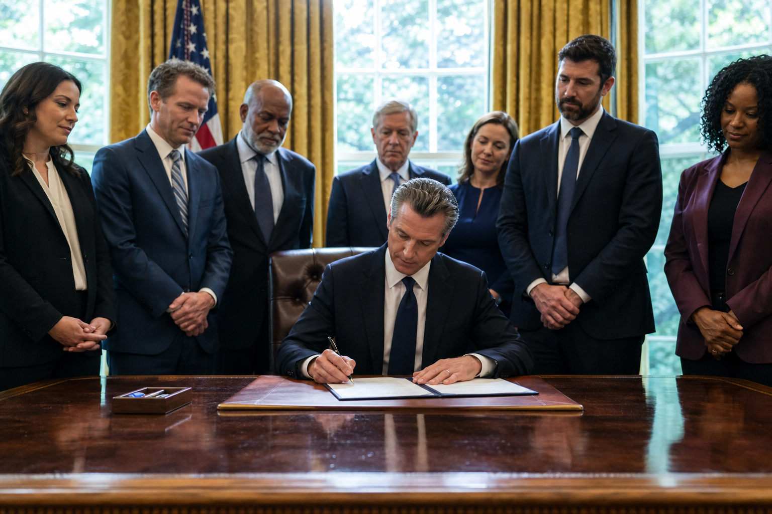 Editorial illustration for "Presidents Should Sign Bipartisan Bills Despite Party Infighting"