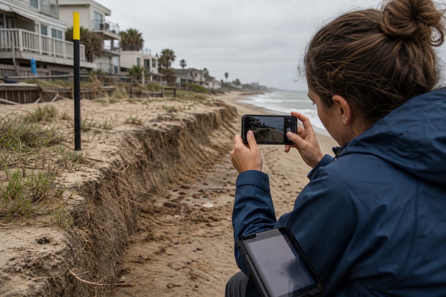 Editorial illustration for "Public Coastal Photos Should Power Climate Change Research"