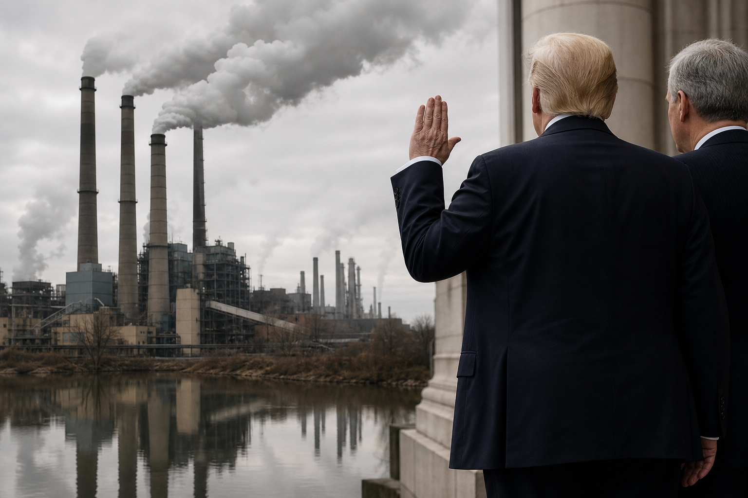 Editorial illustration for "Restrict Presidential Pardons for Polluters and Donor Fraudsters"